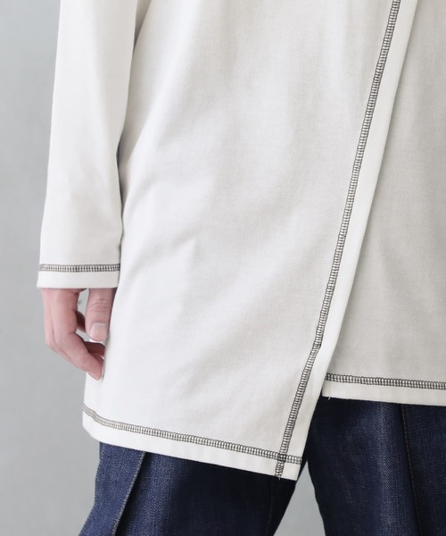 osharewalker（オシャレウォーカー）の「【廃盤】『配色ステッチアシメロンT』（Tシャツ/カットソー・メンズ・オフホワイト/ブラック・FREE）」の16枚目の写真