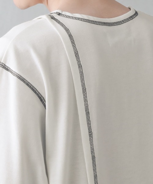 osharewalker（オシャレウォーカー）の「【廃盤】『配色ステッチアシメロンT』（Tシャツ/カットソー・メンズ・オフホワイト/ブラック・FREE）」の18枚目の写真