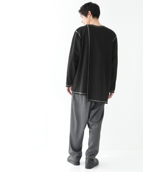 osharewalker（オシャレウォーカー）の「【廃盤】『配色ステッチアシメロンT』（Tシャツ/カットソー・メンズ・オフホワイト/ブラック・FREE）」の11枚目の写真