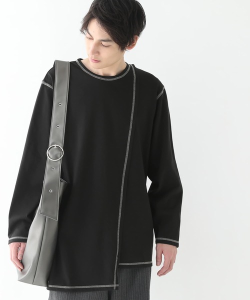 osharewalker（オシャレウォーカー）の「【廃盤】『配色ステッチアシメロンT』（Tシャツ/カットソー・メンズ・オフホワイト/ブラック・FREE）」の10枚目の写真