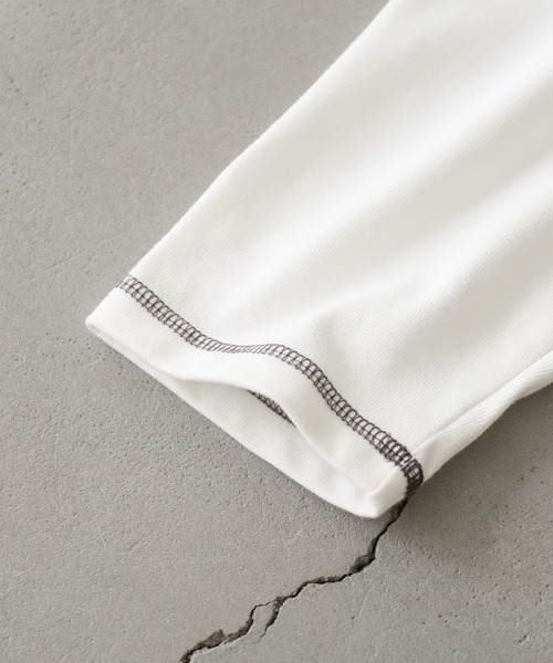 osharewalker（オシャレウォーカー）の「【廃盤】『配色ステッチアシメロンT』（Tシャツ/カットソー・メンズ・オフホワイト/ブラック・FREE）」の3枚目の写真