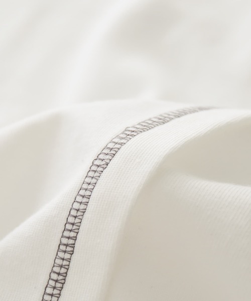 osharewalker（オシャレウォーカー）の「【廃盤】『配色ステッチアシメロンT』（Tシャツ/カットソー・メンズ・オフホワイト/ブラック・FREE）」の4枚目の写真