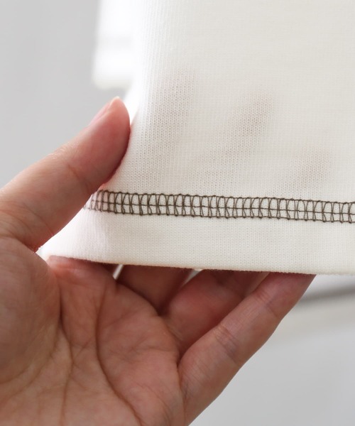 osharewalker（オシャレウォーカー）の「【廃盤】『配色ステッチアシメロンT』（Tシャツ/カットソー・メンズ・オフホワイト/ブラック・FREE）」の5枚目の写真