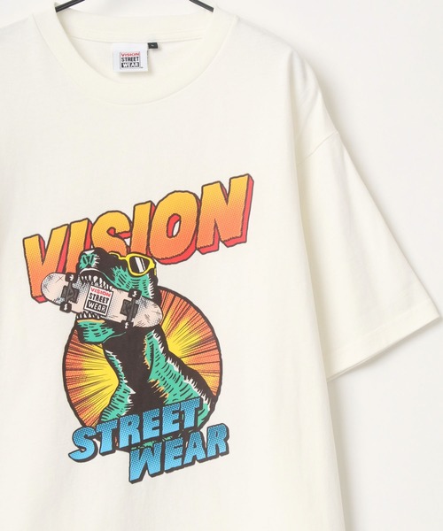 VISION STREET WEAR（ヴィジョンストリートウェア）の「VISION STREET WEAR/ヴィジョンストリートウェア ビッグシルエット グラフィック イラスト プリント ワンポイント刺繍 Tシャツ（Tシャツ/カットソー・メンズ・チャコールグレー/オフホワイト/ミント/マスタード/ホワイト系その他/グレー系その他/グリーン系その他/パープル系その他/ホワイト系その他2/グレー系その他2/グリーン系その他2/パープル系その他2・LL/M/L）」の3枚目の写真