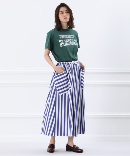 Maison de Beige(メゾンドベージュ)の「《Maison de Beige》ストライプドロストスカート(スカート・レディース・ネイビー/ブルー・9号)」の10枚目の写真