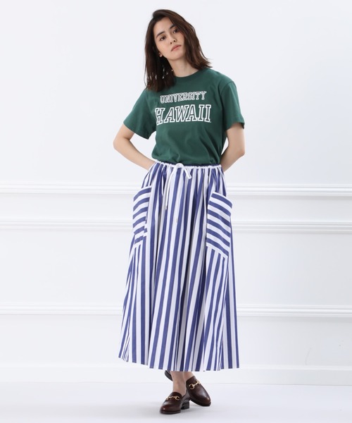 Maison de Beige(メゾンドベージュ)の「《Maison de Beige》ストライプドロストスカート(スカート・レディース・ネイビー/ブルー・9号)」の11枚目の写真