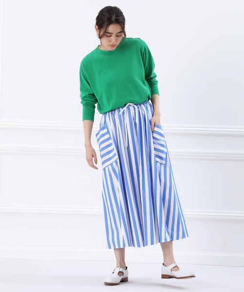 Maison de Beige(メゾンドベージュ)の「《Maison de Beige》ストライプドロストスカート(スカート・レディース・ネイビー/ブルー・9号)」の13枚目の写真