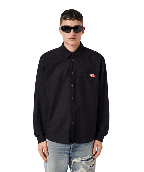 DIESEL(ディーゼル)の「メンズ シャツ リネンミックス(シャツ/ブラウス・メンズ・ホワイト系その他/ブラック/オレンジ・MEDIUM/SMALL/LARGE/X-SMALL/XX-LARGE/X-LARGE)」の2枚目の写真