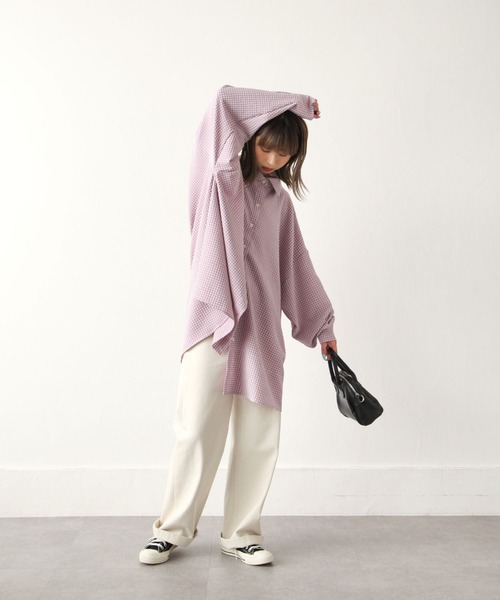Chillfar(チルファー)の「ギンガムチェックバックタックシャツ(シャツ/ブラウス・レディース・パープル/カーキ/イエロー/ブルー/ライトグリーン・FREE)」の14枚目の写真