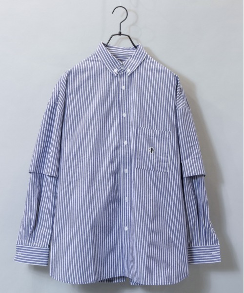 最終値下げ☆ビアズリー⭐レイヤードシャツ ANGLAN-Wide Layered Oxford Shirt/アングラン ワイドレイヤード