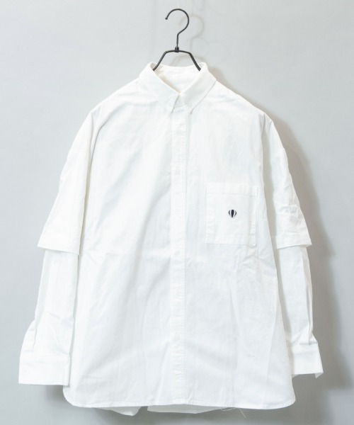 ANGLAN（アングラン）の「ANGLAN-Wide Layered Oxford Shirt/アングラン ワイドレイヤードシャツ（シャツ/ブラウス・メンズ・ブルー/ストライプ/ホワイト・FREE）」の4枚目の写真