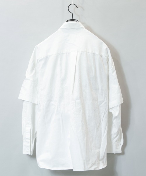 ANGLAN（アングラン）の「ANGLAN-Wide Layered Oxford Shirt/アングラン ワイドレイヤードシャツ（シャツ/ブラウス・メンズ・ブルー/ストライプ/ホワイト・FREE）」の5枚目の写真