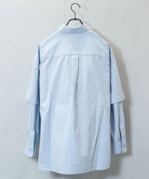 ANGLAN（アングラン）の「ANGLAN-Wide Layered Oxford Shirt/アングラン ワイドレイヤードシャツ（シャツ/ブラウス・メンズ・ブルー/ストライプ/ホワイト・FREE）」の7枚目の写真