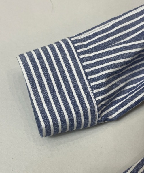 ANGLAN（アングラン）の「ANGLAN-Wide Layered Oxford Shirt/アングラン ワイドレイヤードシャツ（シャツ/ブラウス・メンズ・ブルー/ストライプ/ホワイト・FREE）」の10枚目の写真