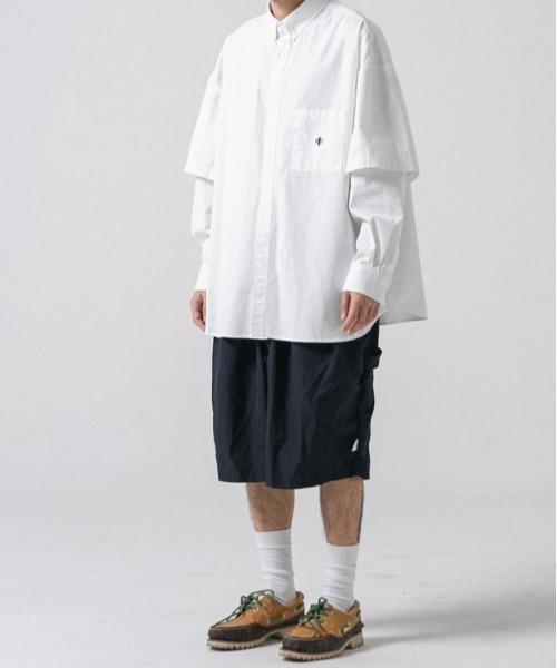 ANGLAN（アングラン）の「ANGLAN-Wide Layered Oxford Shirt/アングラン ワイドレイヤードシャツ（シャツ/ブラウス・メンズ・ブルー/ストライプ/ホワイト・FREE）」の18枚目の写真