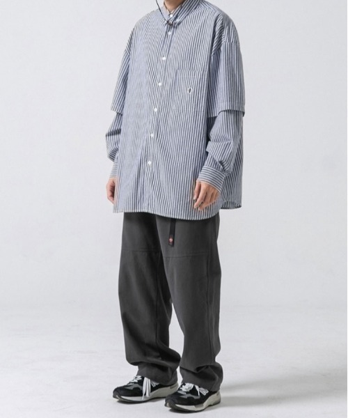 ANGLAN（アングラン）の「ANGLAN-Wide Layered Oxford Shirt/アングラン ワイドレイヤードシャツ（シャツ/ブラウス・メンズ・ブルー/ストライプ/ホワイト・FREE）」の19枚目の写真