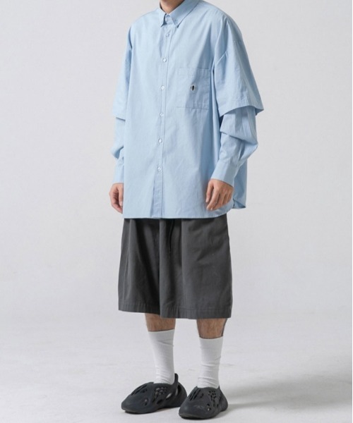 最終値下げ☆ビアズリー⭐レイヤードシャツ ANGLAN-Wide Layered Oxford Shirt/アングラン ワイドレイヤード
