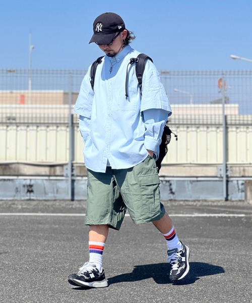 ANGLAN（アングラン）の「ANGLAN-Wide Layered Oxford Shirt/アングラン ワイドレイヤードシャツ（シャツ/ブラウス・メンズ・ブルー/ストライプ/ホワイト・FREE）」の16枚目の写真