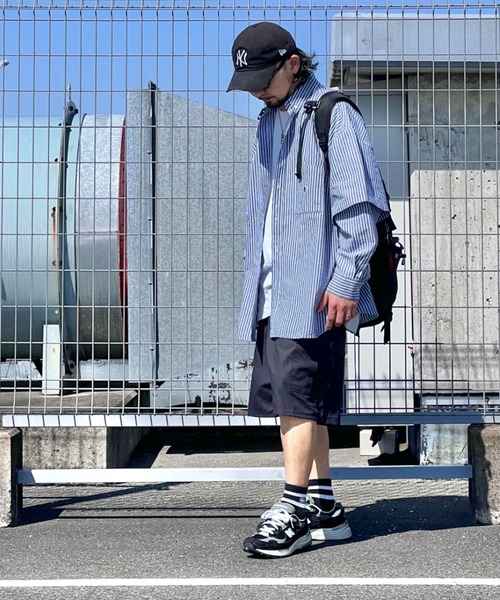 ANGLAN（アングラン）の「ANGLAN-Wide Layered Oxford Shirt/アングラン ワイドレイヤードシャツ（シャツ/ブラウス・メンズ・ブルー/ストライプ/ホワイト・FREE）」の22枚目の写真