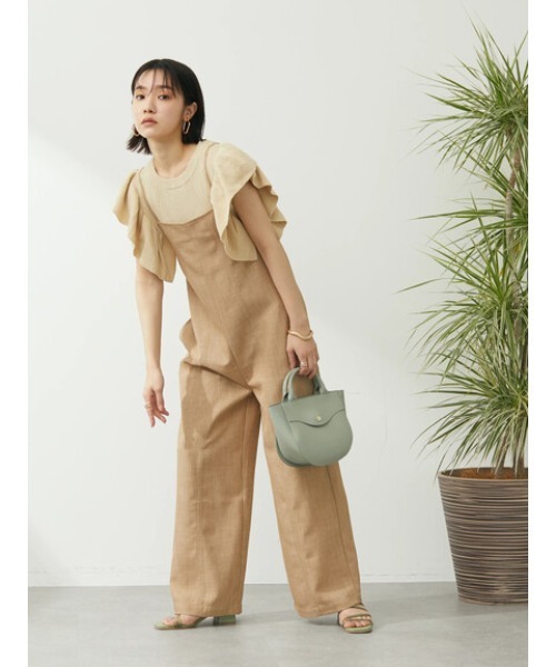 Green Parks(グリーンパークス)の「armonia.ハリ感コンビネゾン(つなぎ/オールインワン・レディース・ブラック/ベージュ・FREE)」の2枚目の写真