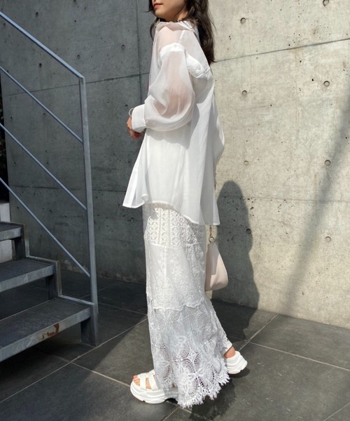 one after another NICE CLAUP（ワンアフターアナザーナイスクラップ）の「パッチワークレーススカート（スカート・レディース・オフホワイト/ブラック・FREE）」の22枚目の写真