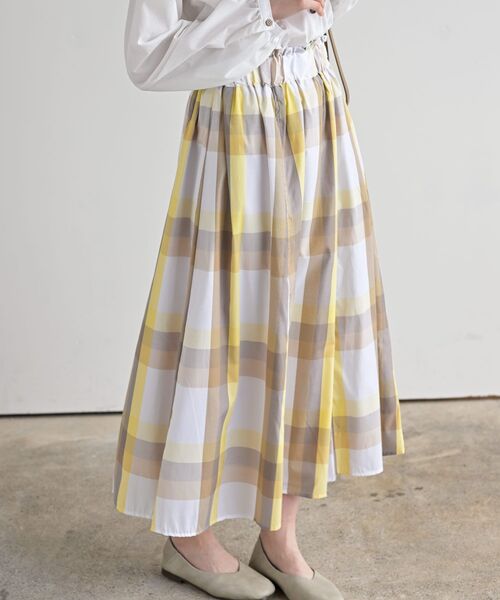 rps（アールピーエス）の「ＢＩＧチェックフレアースカート（スカート・レディース・ベージュ/イエロー/ブルー/グリーン/ネイビー/オレンジ/パープル・M/フリー）」の6枚目の写真