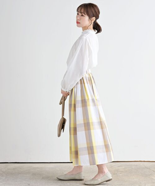 rps（アールピーエス）の「ＢＩＧチェックフレアースカート（スカート・レディース・ベージュ/イエロー/ブルー/グリーン/ネイビー/オレンジ/パープル・M/フリー）」の20枚目の写真