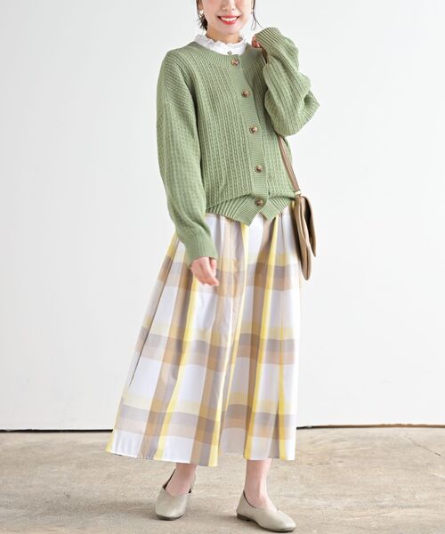 rps（アールピーエス）の「ＢＩＧチェックフレアースカート（スカート・レディース・ベージュ/イエロー/ブルー/グリーン/ネイビー/オレンジ/パープル・M/フリー）」の19枚目の写真