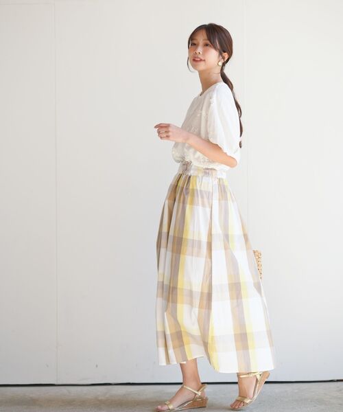 rps（アールピーエス）の「ＢＩＧチェックフレアースカート（スカート・レディース・ベージュ/イエロー/ブルー/グリーン/ネイビー/オレンジ/パープル・M/フリー）」の17枚目の写真