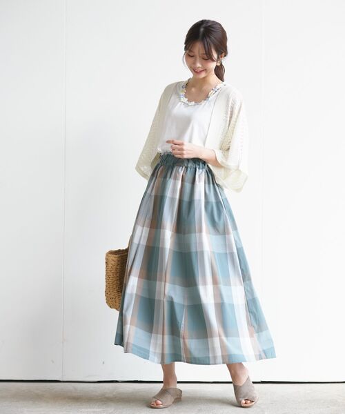 rps（アールピーエス）の「ＢＩＧチェックフレアースカート（スカート・レディース・ベージュ/イエロー/ブルー/グリーン/ネイビー/オレンジ/パープル・M/フリー）」の15枚目の写真