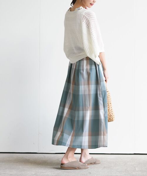 rps（アールピーエス）の「ＢＩＧチェックフレアースカート（スカート・レディース・ベージュ/イエロー/ブルー/グリーン/ネイビー/オレンジ/パープル・M/フリー）」の14枚目の写真