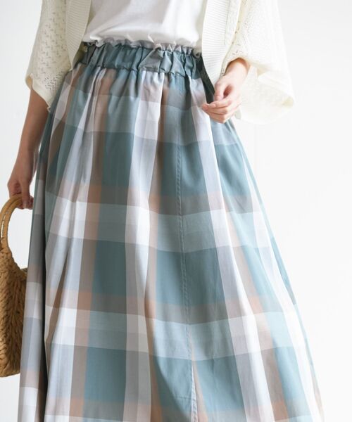 rps（アールピーエス）の「ＢＩＧチェックフレアースカート（スカート・レディース・ベージュ/イエロー/ブルー/グリーン/ネイビー/オレンジ/パープル・M/フリー）」の13枚目の写真