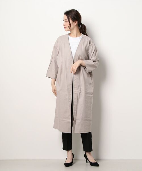 AMELY(エミリー)の「リネン混ロングカーディガン(ワンピース・レディース・カーキ/ベージュ/グレイッシュベージュ/ブラック/マスタード・M/L)」の8枚目の写真