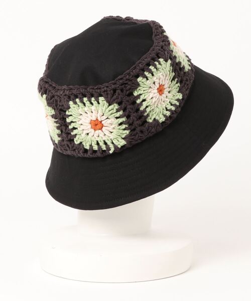idem（イデム）の「crochet bucket hat/かぎ編みクロシェバケットハット（ハット・レディース・ブラック・FREE）」の6枚目の写真