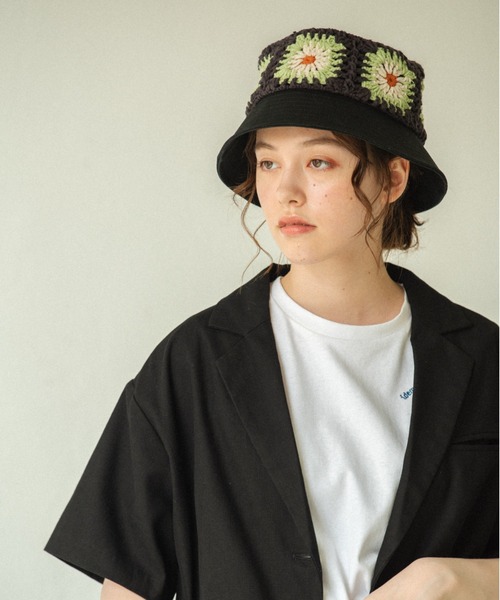 idem（イデム）の「crochet bucket hat/かぎ編みクロシェバケットハット（ハット・レディース・ブラック・FREE）」の17枚目の写真