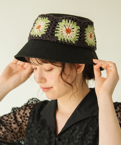 idem（イデム）の「crochet bucket hat/かぎ編みクロシェバケットハット（ハット・レディース・ブラック・FREE）」の18枚目の写真