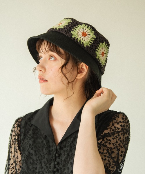 idem（イデム）の「crochet bucket hat/かぎ編みクロシェバケットハット（ハット・レディース・ブラック・FREE）」の16枚目の写真