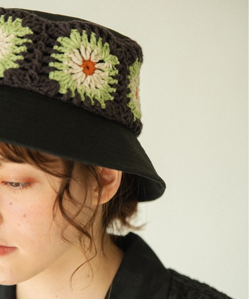 idem（イデム）の「crochet bucket hat/かぎ編みクロシェバケットハット（ハット・レディース・ブラック・FREE）」の14枚目の写真