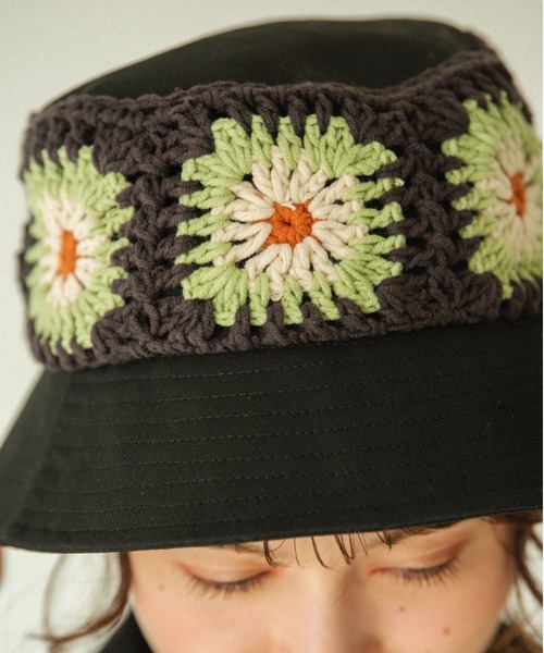 idem（イデム）の「crochet bucket hat/かぎ編みクロシェバケットハット（ハット・レディース・ブラック・FREE）」の8枚目の写真