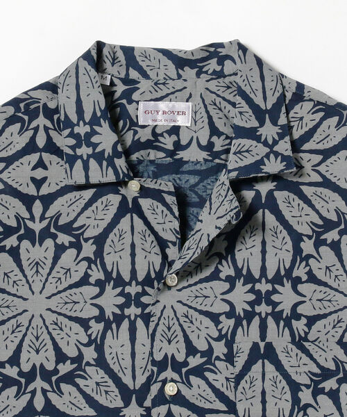 GUY ROVER（ギローバー）の「GUY ROVER / ボタニカルプリント オープンカラー シャツ（シャツ/ブラウス・メンズ・インディゴブルー・SMALL/X-LARGE/MEDIUM）」の3枚目の写真