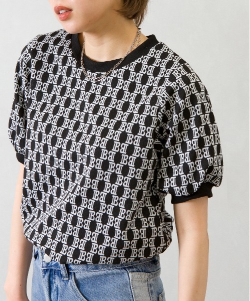 SpRay(スプレイ)の「モノグラム ジャガードプチハイ(Tシャツ/カットソー・レディース・ライトベージュ/ブラック/アイボリー・FREE)」の19枚目の写真