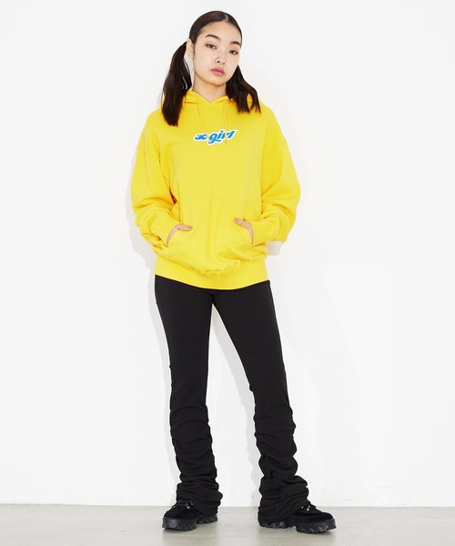 X-girl（エックスガール）の「GATHERED EASY FLARE PANTS/裾