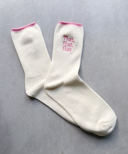 Loueme（ルエム）の「that 刺繍カラフルソックス（ソックス/靴下・レディース・ブラック/パープル/レッド/ピンク/ブルー/グリーン・FREE）」の9枚目の写真