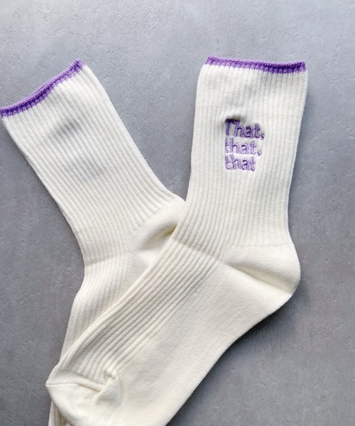 Loueme（ルエム）の「that 刺繍カラフルソックス（ソックス/靴下・レディース・ブラック/パープル/レッド/ピンク/ブルー/グリーン・FREE）」の7枚目の写真