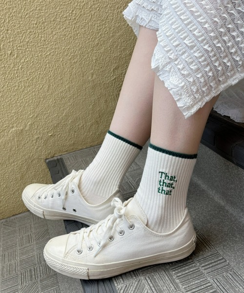 Loueme（ルエム）の「that 刺繍カラフルソックス（ソックス/靴下・レディース・ブラック/パープル/レッド/ピンク/ブルー/グリーン・FREE）」の22枚目の写真