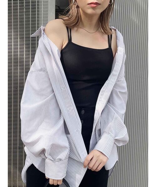 MURUA（ムルーア）の「バックストリングキャミ（パット付）（キャミソール・レディース・ブラック/アイボリー・FREE）」の7枚目の写真