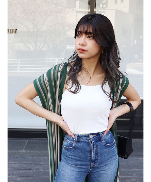 MURUA（ムルーア）の「バックストリングキャミ（パット付）（キャミソール・レディース・ブラック/アイボリー・FREE）」の10枚目の写真