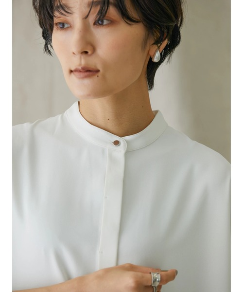 AMERICAN HOLIC（アメリカンホリック）の「とろみブラウス（シャツ/ブラウス・レディース・ドット/オフホワイト/ネイビー・M/L）」の4枚目の写真