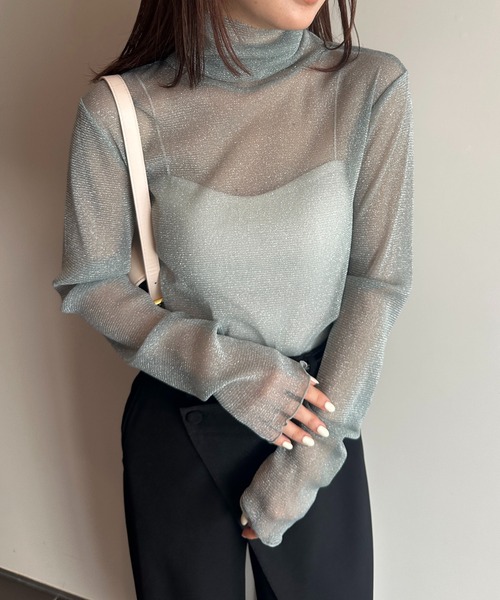 solleim（ソルレム）の「カラーシアーラメハイネックトップス（T