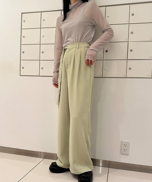 solleim（ソルレム）の「カラーシアーラメハイネックトップス（Tシャツ/カットソー・レディース・ブラック/ピンク/オレンジ/グリーン/アイボリー/ブラウン/グレー/グレー系1/ブラック系1/ホワイト系1/ブルー系1・M）」の22枚目の写真